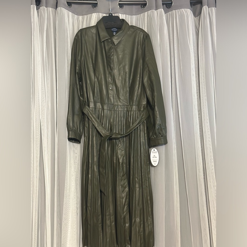 Faux Leather Green dress